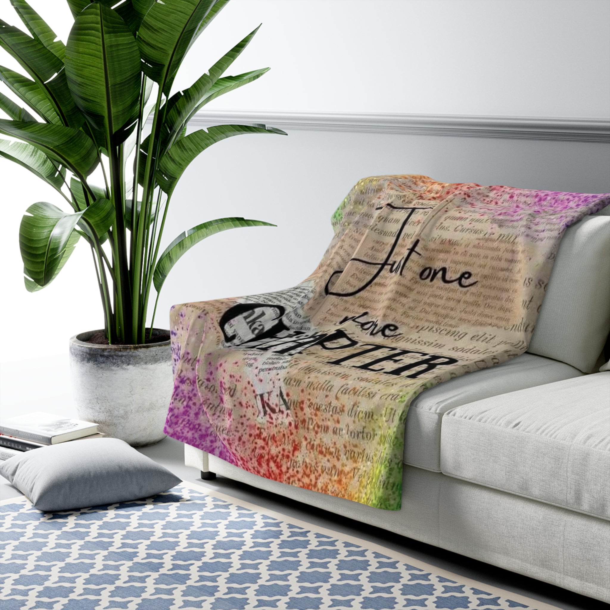 “Just One More Chapter” Sherpa Fleece Blanket – Cozy Book Lover Throw