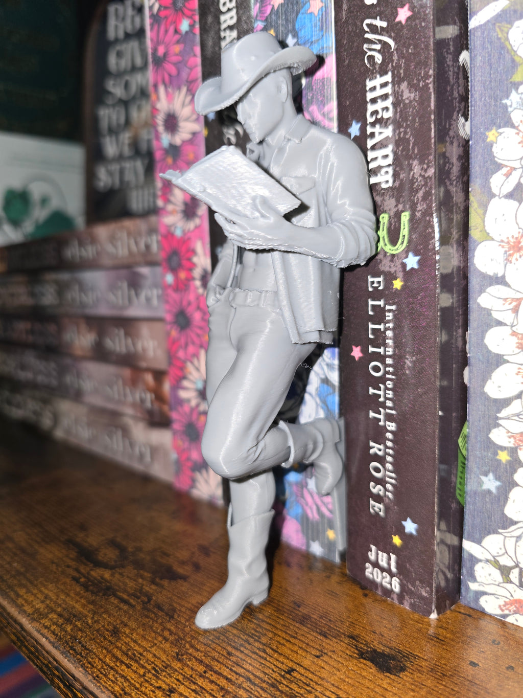 Hot Cowboy Reading bookshelf decor